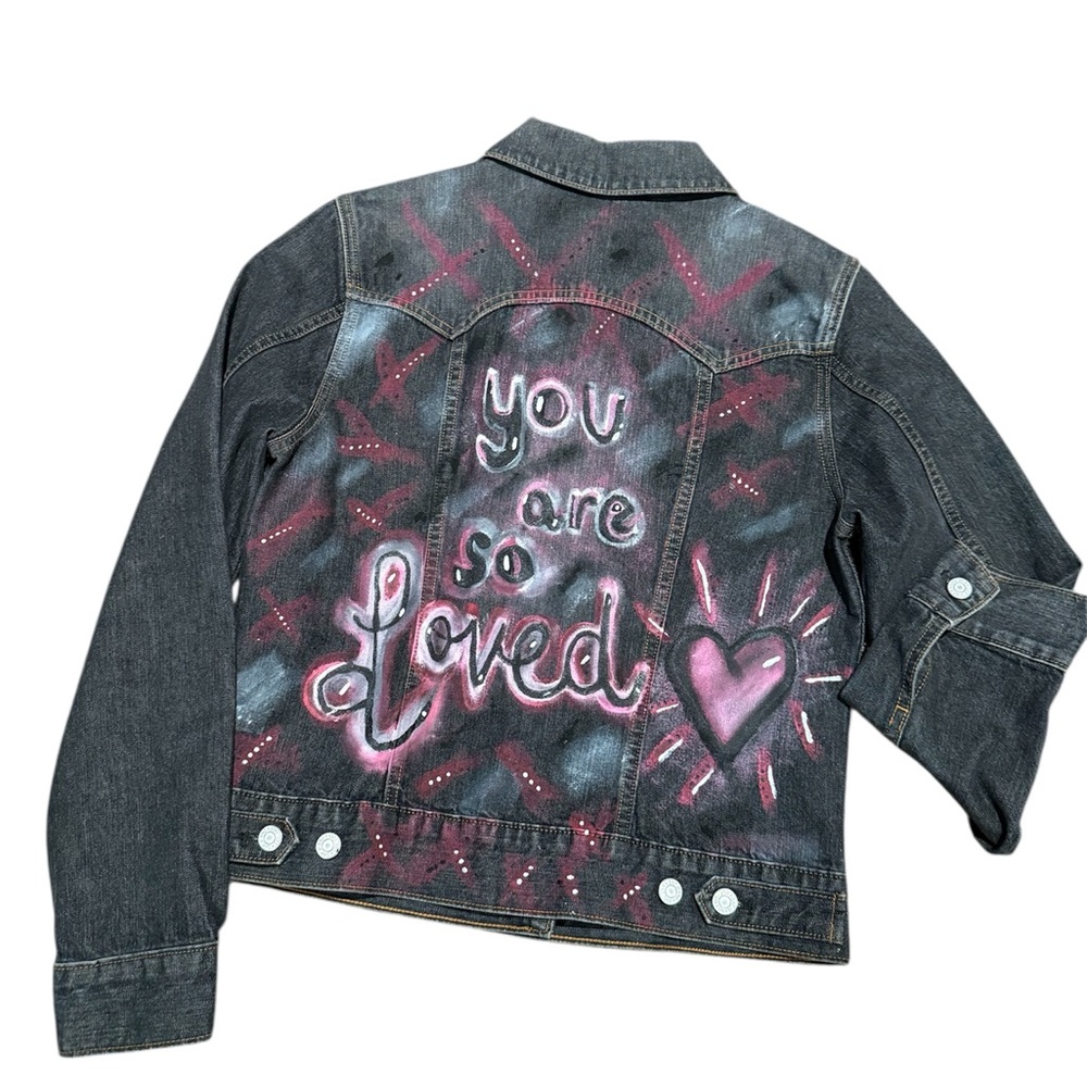 🫶🏼Hand-Painted “You Are So Loved” Denim Jacket Women’s Jean Jacket Statement